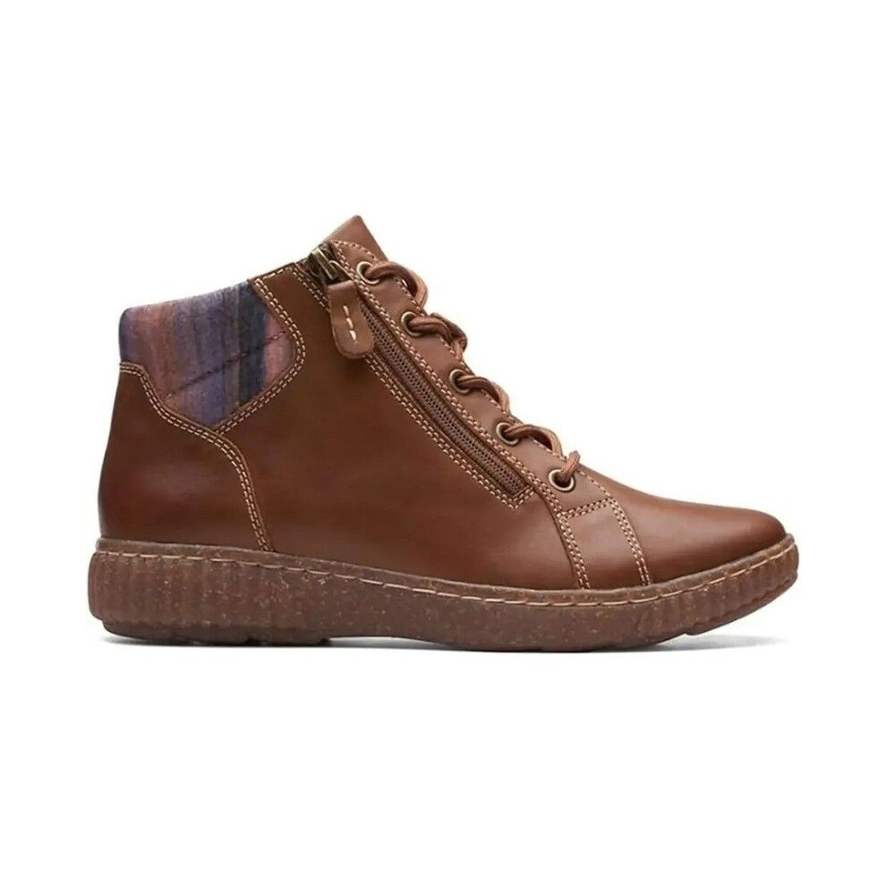 Clarks Womens 6.5 W Dark Tan Leather Carolina Park Lace Up Ankle Booties NIB KS1